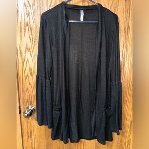 Gilligan & O'Malley Black Open-Front Cardigan with Bell Sleeves